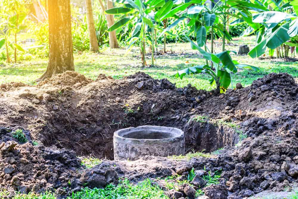 Cement,Septic,Tank,For,Waste,Water,Under,Construction.
